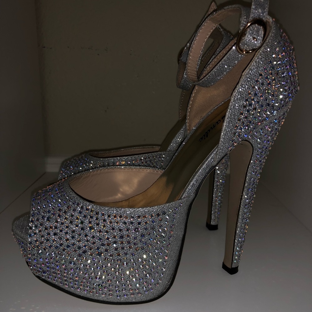 Silver Rhinestone Heels